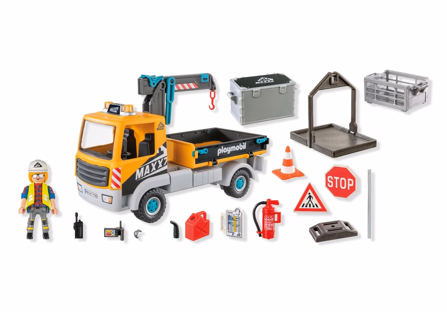 Camion de construcții cu macara