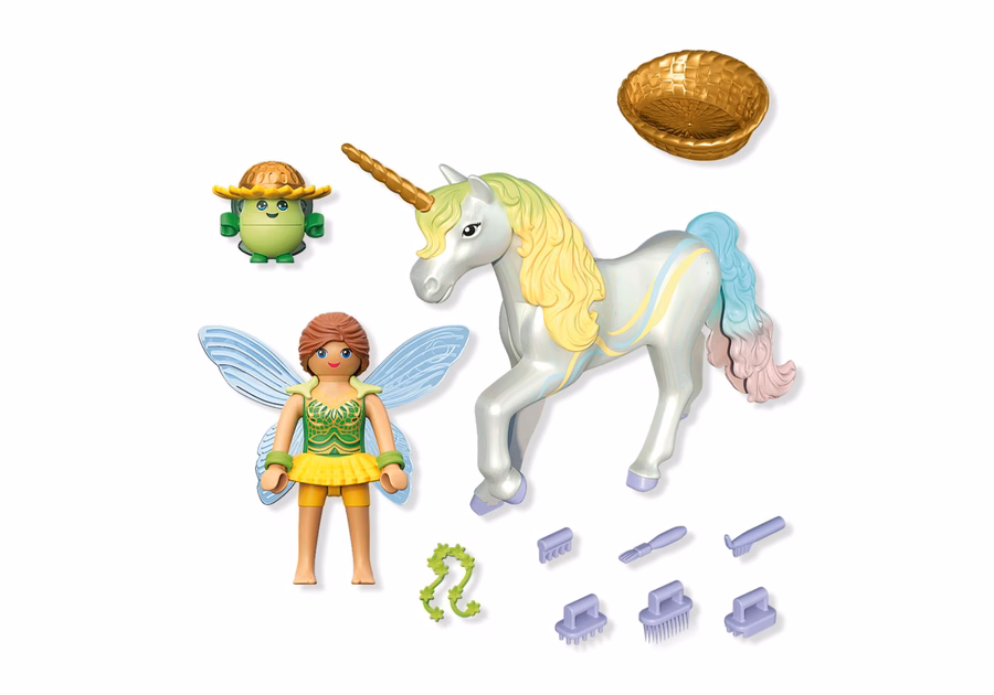 Unicorn de colecție: Floare curcubeu cu zână